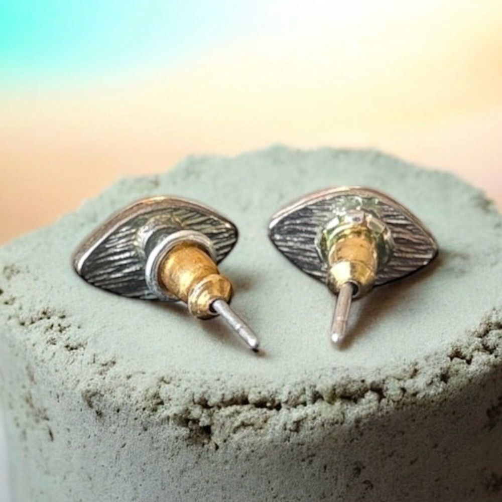 Crystal Evil Eye Stud Earrings Gold Tone Good Luck Protection Lightweight - Picture 3 of 3